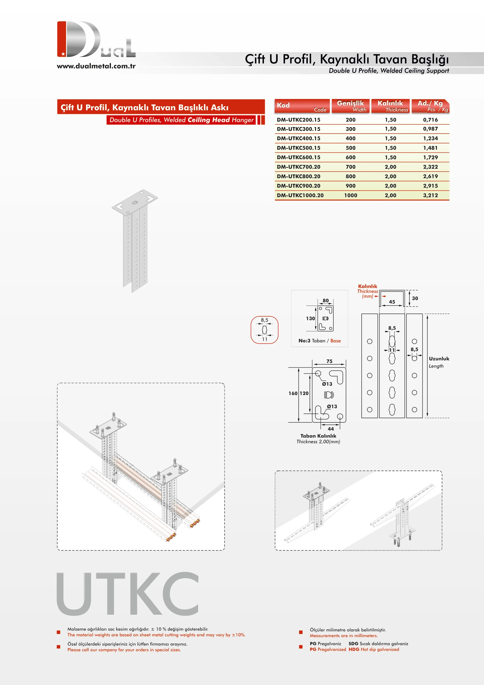 Kaynaklı Tavan Başlığı (Çiftli)